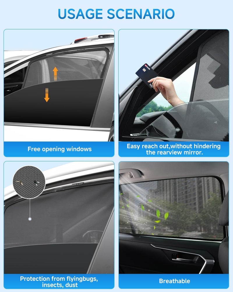 RSACET Car Window Shades for Honda-CRV(2017-2022),4 Pack Car Window Cover for Baby Sun Shade Blocker Breathable Mesh,Reduce UV Rays & Heat Insulation Privacy Protection for Camping, Travel, Sleep - Image 5